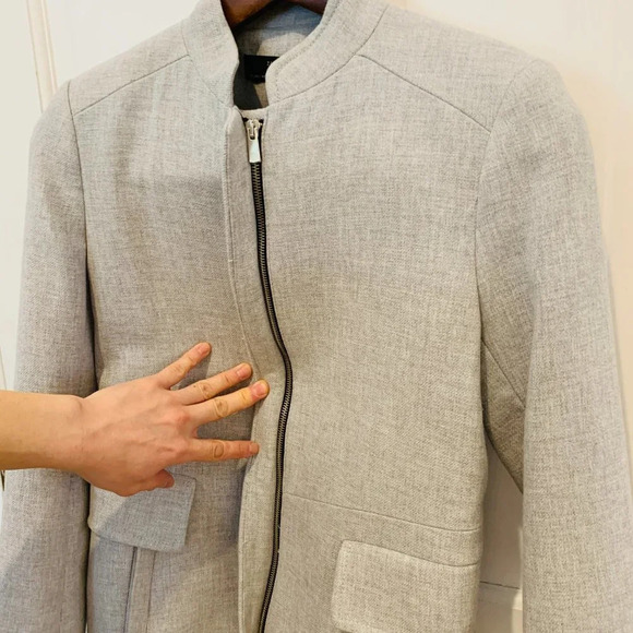 New With Tags Zara Basic Outerwear Women's Coat Snap Gray Size Small Jacket - Picture 12 of 16